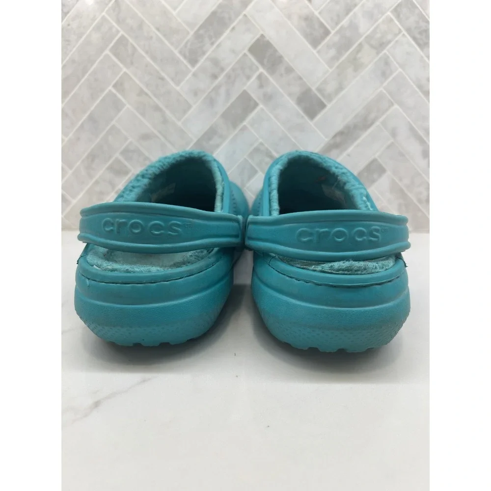 Crocs Dual Clogs Mens Size 8 Turquoise Faux Fur Lined Classic Slip On‎ Winter